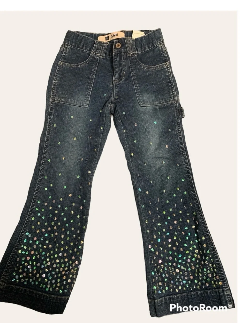 GAP Blue Flare Stretch Jeans with Button Waist